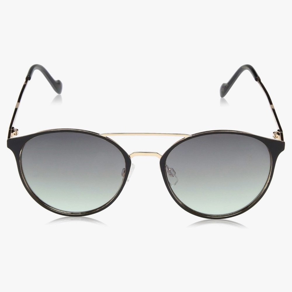 Jessica Simpson Women's J5564 Retro Metal Round Sunglasses Black/Gold Lenses - Picture 3 of 15
